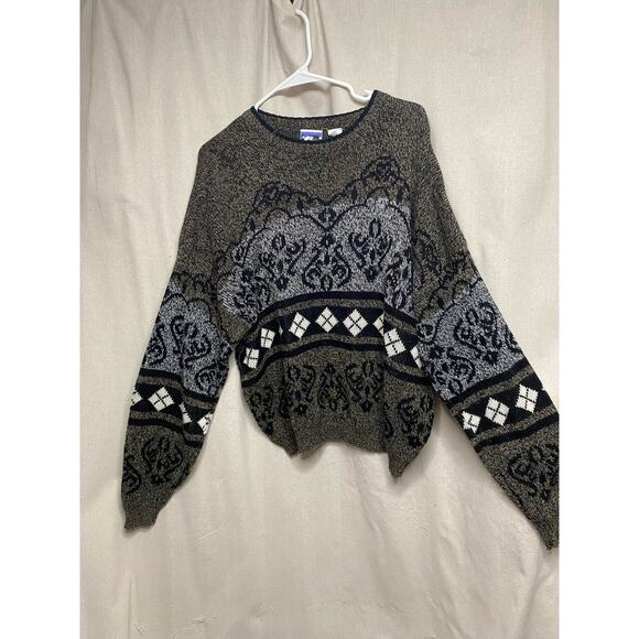 Vintage Grunge Grandpa core sweater Size Xl 1990s gray brown white - Picture 3 of 3